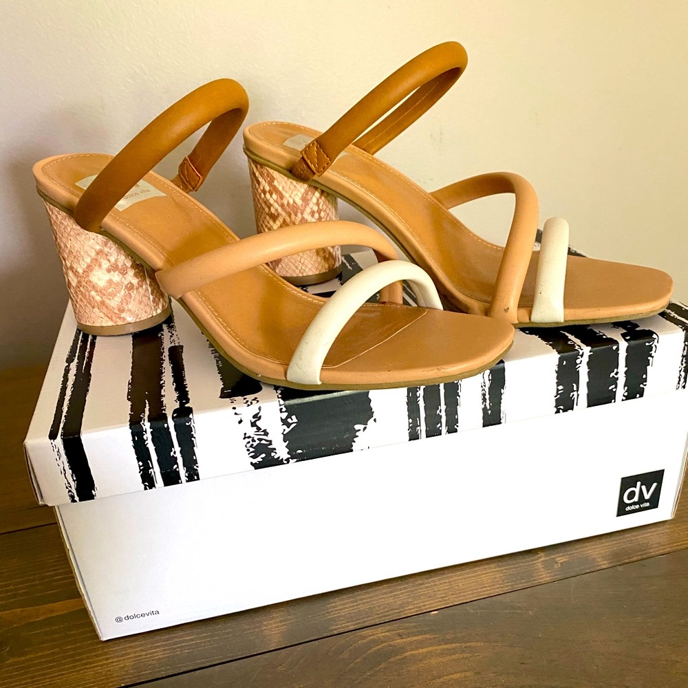 Dolce Vita snakeskin heel mules